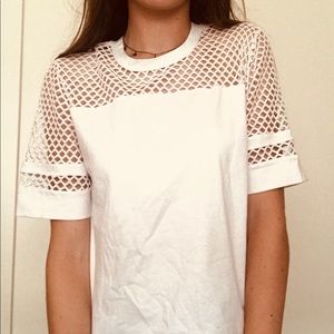 White fishnet t-shirt